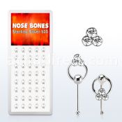 dnbrc4 silver nose bones w clear tri crystals on slave hoop