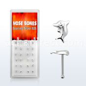 dnbvdp box of silver nose bones with a dolphin design top