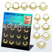dnsm138 display w gold plated silver septum rings mixed design