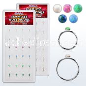 dnsm156 box w silver seamless nose hoop 2mm synthetic opal top