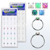 dnsm160 box w silver nose ring w prong set 2.5mm synthetic opals