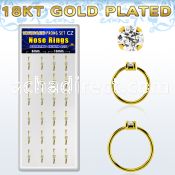 dnsm173 box 24 18k gold plated silver nose rings w 1.5mm cz top 