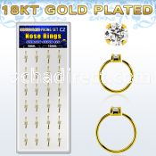 dnsm175 box 24 18k gold plated silver nose rings w 2.5mm cz top 