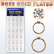 dnsm176 box 24 rose gold plated silver nose ring w 1.5mm cz top 
