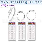 dnsm265 925 silver seamless nose rings 1.5mm prong set clear crystals