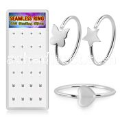 dnsm299 silver seamless nose rings star heart butterfly 24