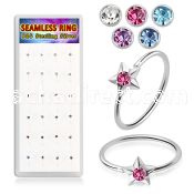dnsm300b silver seamless nose rings color crystals star 24