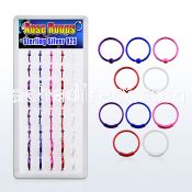 dnsm41 box w assorted color plated silver noose hoop 8 10mm