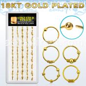 dnsm43 box w gold plated balinese wire design silver nose hoop