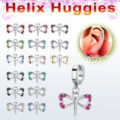 ehh761 stainless steel huggie w a dangling small dragonfly