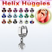 ehhmj helix huggie w a dangling steel ball