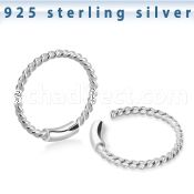 endw 925 sterling silver endless nose hoop twisted wire