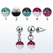 er263e 316l steel ear stud with dangling ferido 2 color ball