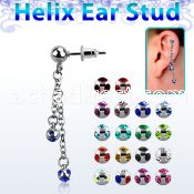 erbd11 316l steel helix ear stud ball w multi jewel balls