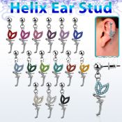 erbd7 316l steel helix ear stud ball with a crystal fairy