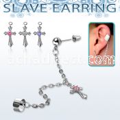 erdl6 steel ear stud connected to slave helix clip w cross