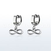 erh618 steel huggies earrings w dangling infinity symbol