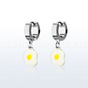 erh645a steel huggies earrings w an eggs dangling