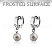 erhfo8 steel huggies earrings w 8mm frosted steel balls
