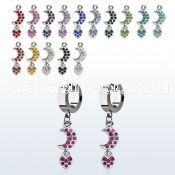 erhmh steel huggies earrings w dangling moon w heart