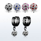 erkfra8 black steel huggies dangling dotted multi crystal ball