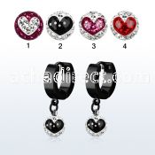 erkfrb8 black steel huggies dangling heart multi crystal ball