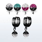 erkfre8 black steel huggise dangling bi color multi crystal ball