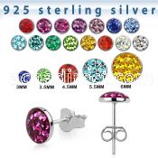 ervfr pair of silver ear studs w ferido glued crystals