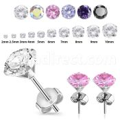 eszr 316l steel prong ear studs cubic zirconia cz stones