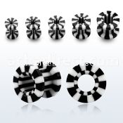 fap black and white striped acrylic screw fit flesh tunnel
