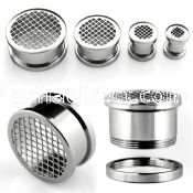 fpgr polished 316l steel screw fit tunnel with grid pattern