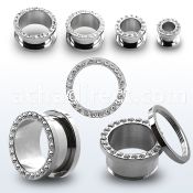 fscpg high polished 316l steel screw fit tunnel with crystals