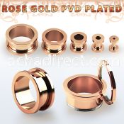 fttpg rose gold pvd plated surgical steel screw fit flesh tunnel