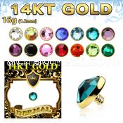 g14ifb5 5mm solid 14k gold dermal anchor top part w set crystal
