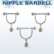 gfrsnp6 steel nipple stirrup w 6mm gay pride multi crystal ball