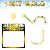 ggsrd1 18k gold nose screw 22g plain gold round top