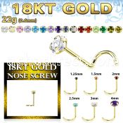 ggszm 18k gold nose screw 22g prong set color cz