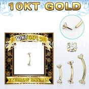 gibnz 10k gold eyebrow banana w thread less top w cz stones