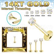 glbzxi 14k gold labret 1mm 18g prong set cz internal