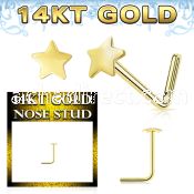 gnsst 14k gold nose stud 22g plain star shaped top
