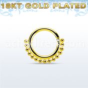 gpspv16 18k gold plated silver seamless septum ring,16g w beads