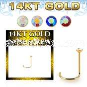 gscabm1 14k gold nose screw color crystal ball