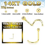 gscb1 14kt gold bend it nose screw with 1 5mm ball top