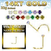 gsczm1 14kt gold nose screw w a 1.5mm round prong set cz stone
