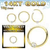 gsegh18z2 14k gold hinged segment ring 18g prong set cz
