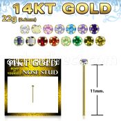 gyczm1 14kt gold bend it nose stud w a 1.5mm round cz stone