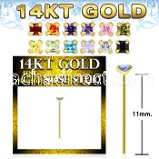 gyzqm1 14k gold bend it yourself nose stud square color cz