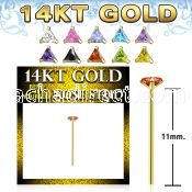 gyztm1 14k gold bend it yourself nose stud triangle cz