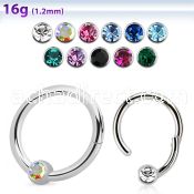 hbcrc16 high polished steel hinged ball closure ring w crystal