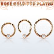 hbcrcr16 rose gold steel hinged ball closure ring w crystal